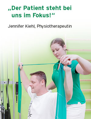 Für die Physiotherapeutin Jennifer Kiehl aus Recklinghausen Hochlarmark steht der Patient immer im Mittelpunkt. So auch hier bei der Krankengymnastik.